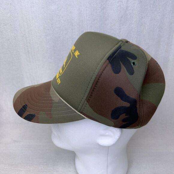 John Deere Vintage Trucker Hat Cap Insulated Foam McLean Implement Inc Camo NWOT - Picture 3 of 10